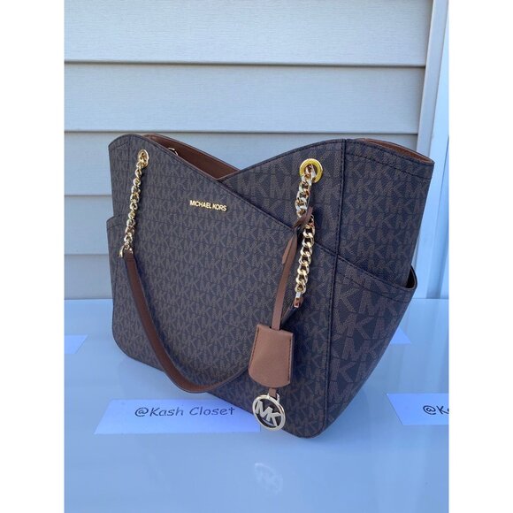Michael Kors shoulder bag tote xchain bag jet set bag MK signature brown - Picture 5 of 12